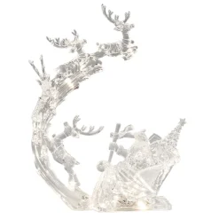 Acrylic Reindeer Sledge With Lighting, 35Cm