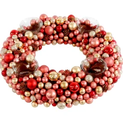 Advent Wreath Made Of Baubles, Red-Gold
