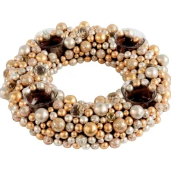 Advent Wreath Made Of Baubles, Gold