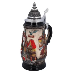 Beer Stein With Tin Lid "Rothenburg", Natural, 0.25 L