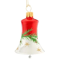 Bell Red-White With Twig And Stars