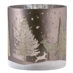 Candle Holder "Deer In The Forest" Taupe, 15Cm