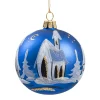 Glass Bauble Blue Church, 8 Cm