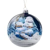 Glass Bauble Blue Winter Scene, 10 Cm