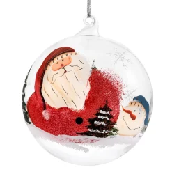 Glass Bauble Clear Santa Claus, 12 Cm