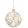 Glass Bauble Clear With Golden Flourishes, 7 Cm
