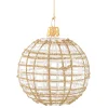 Glass Bauble Clear With Glitter Gold/White, 8 Cm