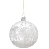 Glass Bauble Clear With White Trees, 8 Cm