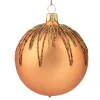 Glass Bauble Copper With Glitter Roof, 8Cm