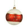 Glass Bauble Frosty With Snowflakes, 10Cm