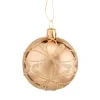 Glass Bauble Gold With Flowers, 6 Cm