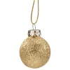 Glass Bauble Gold With Glitter, 3Cm