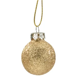 Glass Bauble Gold With Glitter, 3Cm