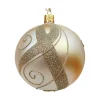 Glass Bauble Gold With Golden Decor, 10 Cm
