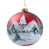 Glass Bauble Red Matt Winter Village, 10 Cm
