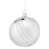 Glass Bauble Silver With Glitter Decor, 10 Cm