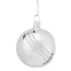 Glass Bauble Silver With Glitter Decor, 6 Cm