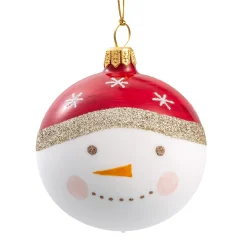 Glass Bauble Snowman, 7 Cm
