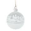 Glass Bauble White Matt "Christmas Village", 7 Cm