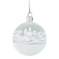Glass Bauble White Matt "Christmas Village", 7 Cm