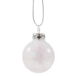 Glass Bauble White With Silver Glimmer, 3 Cm