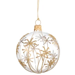 Glass Bauble With Golden Stars, 7 Cm