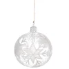 Glass Bauble With White Flakes, 7 Cm