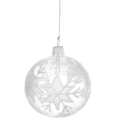 Glass Bauble With White Flakes, 7 Cm