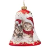Glass Bell White Christmas Cats