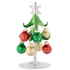 Glass Treee With Green Branches And Colourful Baubles