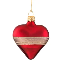 Heart Dark Red Matt/Varnish With Glitter Ribbon