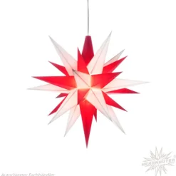 Herrnhuter Paper Star, White/Red, 15.75Inch