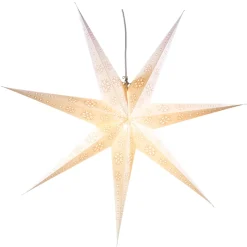 Illuminated Paper Star, White, For Hanging Up, 78 Cm