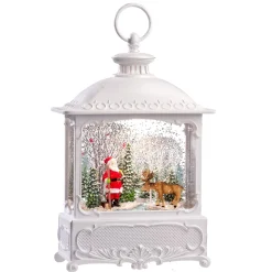 Led Snow Lantern "Santa With Moose"
