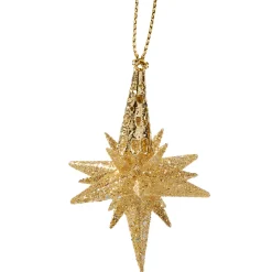 Star With Glitter, Gold, 6 Cm
