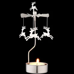 Tealight Carousel "Reindeers", Silver