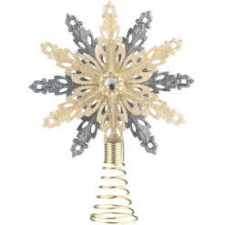 Tree Topper Snowflake, Champagne/Anthracite