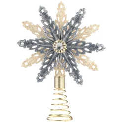 Tree Topper Snowflake, Champagne/Anthracite