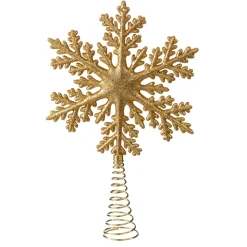 Tree Topper, Snowflake With Glitter, Gold