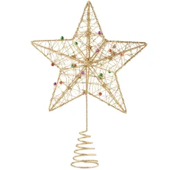 Tree Topper With Coloured Pearls, Gold