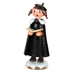 Winter Children Carol Singer With Braids And Book