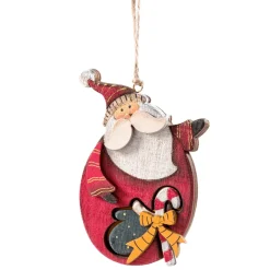 Wooden Santa With Candy Cane